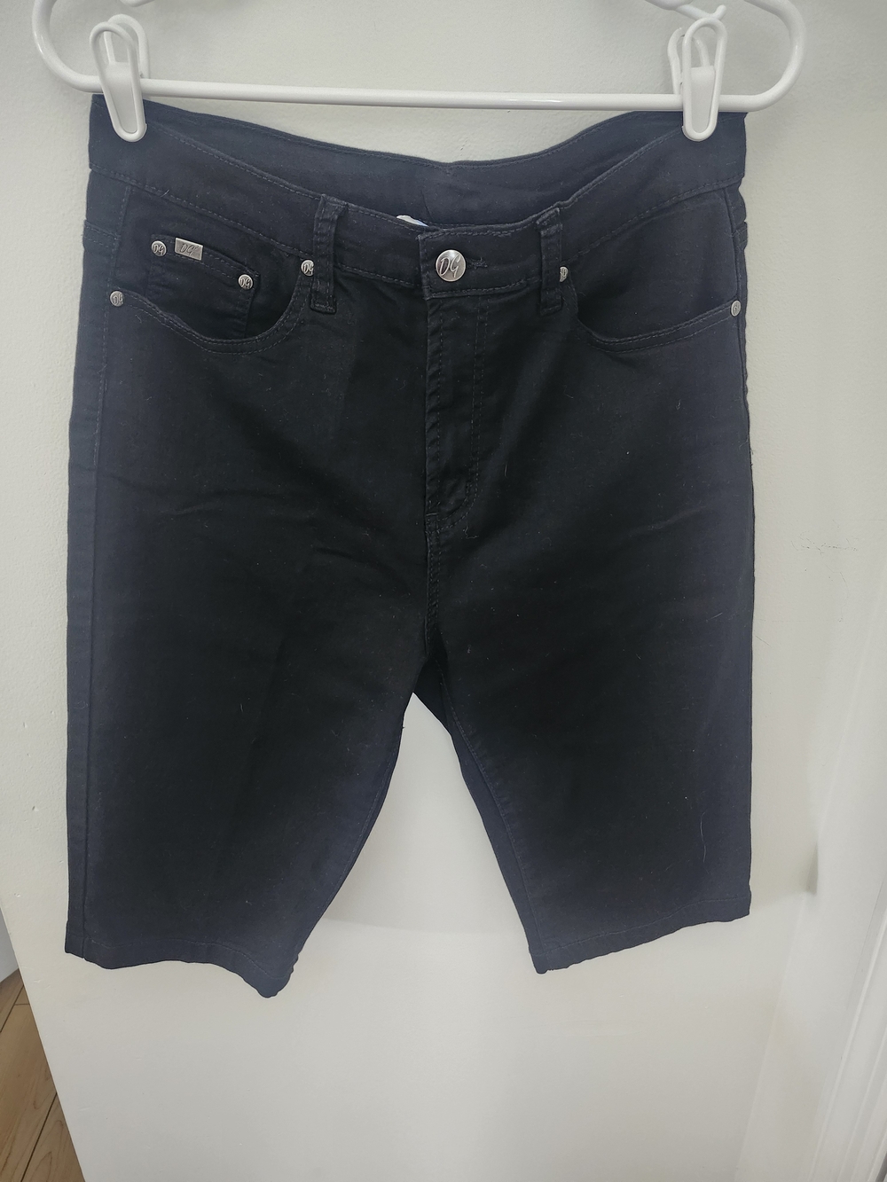 DG2 by Diane Gilman Black Stretch Denim Bermuda Shorts